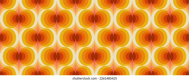 70's retro seamless pattern. Vector vintage colorful groovy texture. Geometric 60s background illustration