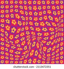 70s retro seamless print with flowers