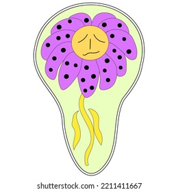 70s retro smiling flower sticker. emoji