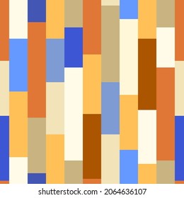 70s retro striped seamless pattern. Abstract texture with brown, yellow and blue colors.