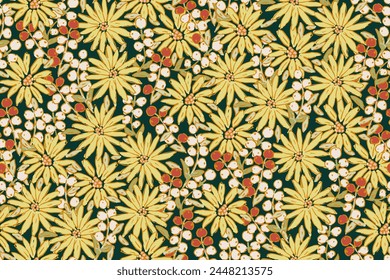 70s retro vintage daisies in mosaic style