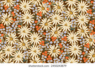 70s retro vintage daisies in mosaic style