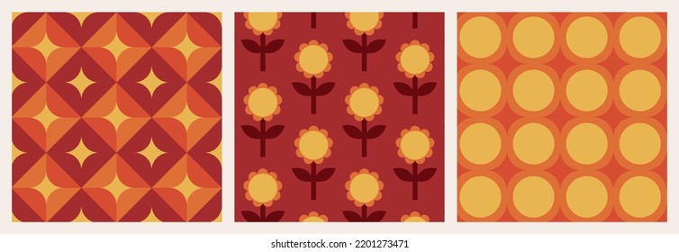 70s Retro Vintage Mid Century Modern Seamless Pattern