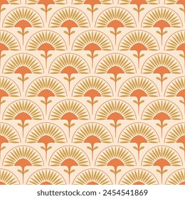 70s retro vintage Mid Century Modern Seamless repeat vector Pattern.