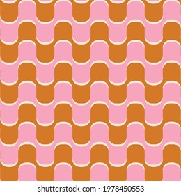 70s retro vintage wavy pattern in gold and pink
