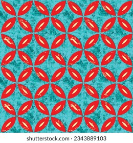 70s retro vintage wavy pattern trend pattern seamless design color geometric floral flower geometric tile in vector for tie , lines , dye rustic style red and Aqua blue