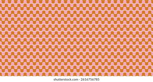 70s retro vintage wavy pattern in gold and pink