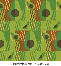 70's Retro-style avocado pattern. Vintage style healthy avocado simple seamless vector pattern. Wool cloth pattern. Fashion design fabric pattern. Eco fabric design.