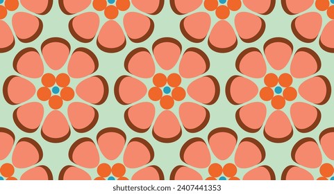 Patrón sin fisuras de los años 70. Fondo retro geométrico sin costuras en estilo años setenta. Papel tapiz, papel de embalaje, fondos de embalaje y tejidos. Vintage colores de los años 70.