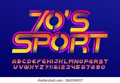 70s Sport Alphabet Font. Speed Effect Letters And Numbers. Stock Vector Typescript For Your Design.