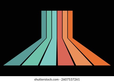 70s style abstract colorful stripes line background. vector illustration.