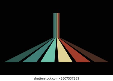 70s style abstract colorful stripes line background. vector illustration.