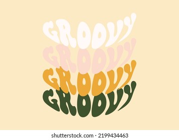 70s style groovy poster illustration. Handwritten retro hippie poster, vintage style flower, vector.