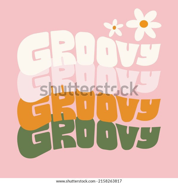 70s style groovy poster\
illustration. Handwritten retro hippie poster, vintage style\
flower, vector. 