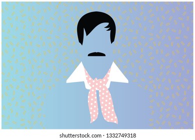 70s style man portrait. Vector illustration suitable for card, poster design.