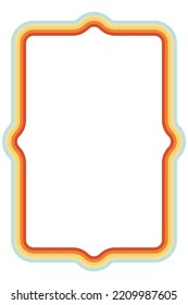 70s style retro colors frame template. Stripes decorative border. Lines background with copy space. Vector illustration.