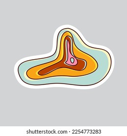 70er-Jahre-Stile Vektordoodle-Aufkleber. Abstrakte psychedelische Form.