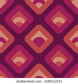 70s sunset geometric cubes seamless vector pattern design