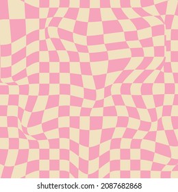 70s Trippy Grid Retro Pattern in Pink and Beige