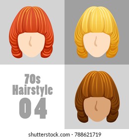 70s Vintage Hairstyle Set : Vector Illustration