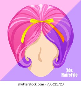 70s Vintage Hairstyle Set : Vector Illustration