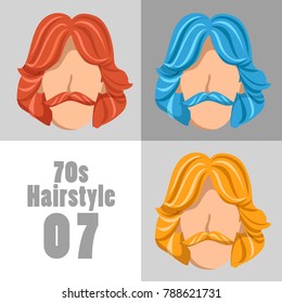 70s Vintage Hairstyle Set : Vector Illustration