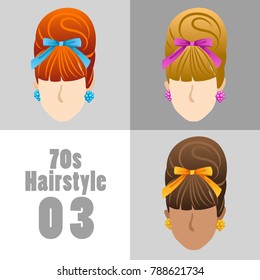 70s Vintage Hairstyle Set : Vector Illustration