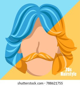 70s Vintage Hairstyle Set : Vector Illustration