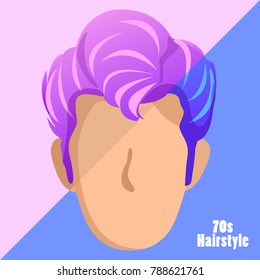 70s Vintage Hairstyle Set : Vector Illustration