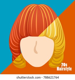 70s Vintage Hairstyle Set : Vector Illustration