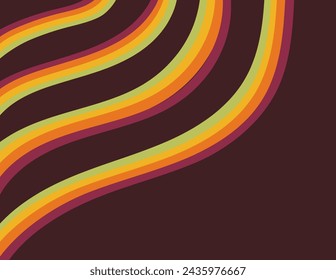 70s-style retro wave background in brown, orange, red and avocado-green colors, which were popular at the time.