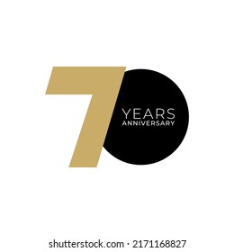 Logo de 70 Aniversario, Color dorado, elemento Diseño de plantilla vectorial para cumpleaños, invitación, boda, jubileo e ilustración de tarjeta de saludo.