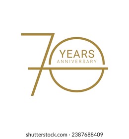 70th, 70 Year Anniversary Logo, Golden Color, Vector Template Design element for birthday, invitation, wedding, jubilee and greeting card illustration.