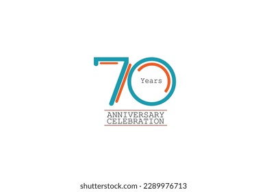 70, 70 años, 70 años aniversario 2 colores azul y naranja sobre fondo blanco estilo abstracto logotipo, diseño vectorial para vectores de celebración