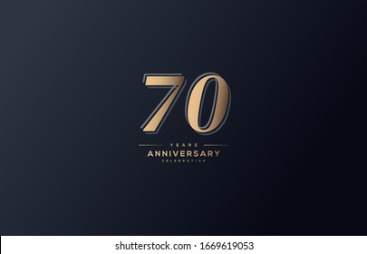 70th anniversary background with illustrations with gold colored figures and the inscriptions below.