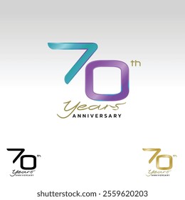 70th anniversary Celebration, anniversary design with number in calligraphy style. Flat vector Illustrations.