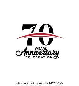 70th anniversary celebration design template for booklet with red and black colour , leaflet, magazine, brochure poster, web, invitation or greeting card. Vector illustration.
