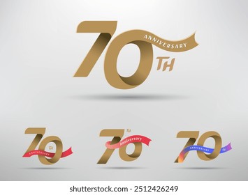 70th anniversary celebration logotype with alternative number and ribbon design