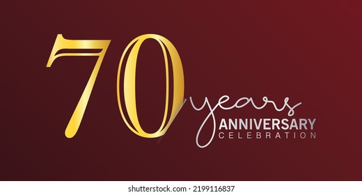 70th anniversary celebration logotype number gold color with red color background. vector anniversary for celebration, invitation card, and greeting card