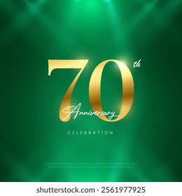 70th Anniversary celebration, Seventieth year Anniversary celebration on lights background for celebration event, festive illustration.