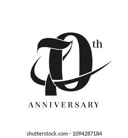 70th Anniversary Celebration simple monogram Design. pictogram vector icon, simple years birthday logo label, black and white stamp isolated