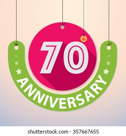 70th Anniversary - Colorful Badge, Paper cut-out