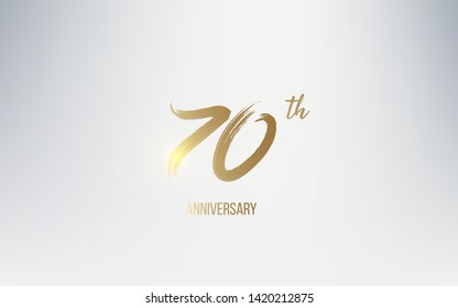70th Anniversary gold numbers with golden brush number. Event party template.