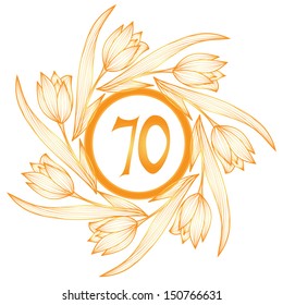 70th anniversary golden floral banner
