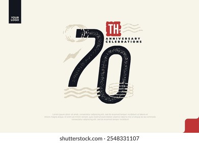 70 aniversario con textura grunge y Formas geométricas abstractas