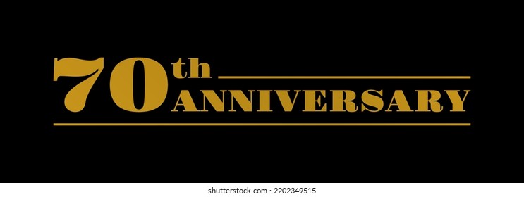 70th anniversary icon or logo. 70 years text for birthday, jubilee, corporate emblem design. Celebration, invitation, marriage badge, label or banner. Vector illustration.