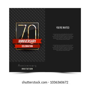 70th anniversary invitation card template. Vector illustration.