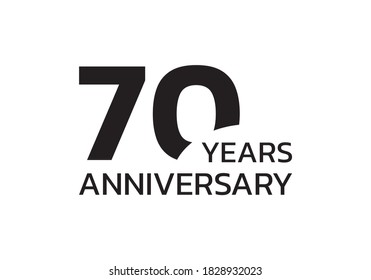 70th anniversary logo. 70 years celebrating icon or badge. Vector illustration.