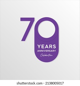 70th anniversary logo. Anniversary celebration logo design with purple color for booklet, flyer, magazine, brochure poster, web, invitation or greeting card. vector illustrations.