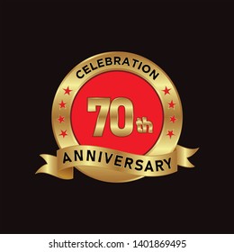 70th Anniversary, Logo design for anniversary celebration with gold color for booklet, leaflet, magazine, brochure poster, web, invitation or greeting card. Vector template